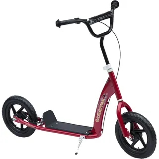 HOMCOM Kinderroller City Roller Scooter 12 Zoll mit Hinterbremse höhenverstellbar aus Stahl EVA in Rot 120 x 52 x 80-88 cm für Kinder   Aosom.de