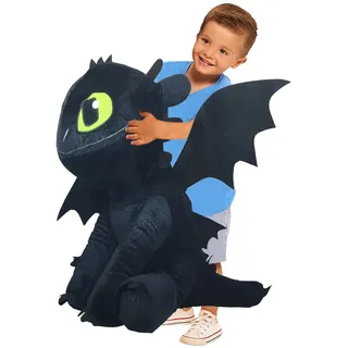 Dinotoys Drachenzähmen leicht gemacht - Dragons - Ohnezahn Toothless - Plüschfigur Kuscheltier XXL 110-112 cm