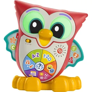 Fisher-Price - BlinkiLinkis Schlaue Eule, Italianische Version, interaktives Lern-Spielzeug mit Musik, Lichtern, Melodien und Sätzen, Babyspielzeug für Kinder ab 18 Monaten, HJN64