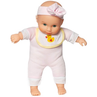 Weiche Babypuppe für Mädchen sehr niedlich und klein - Ab 1-2 Jahren geeignet (Rosa mit Stirnband)