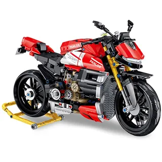 YILETKC Technik Motorrad Bausteine für Ducati V4 SP, 981 Teile Klemmbausteine Technik Supermotorrad, Technik Rennen Motorrad Konstruktionsspielzeug Geschenk für Kinder und Erwachsene