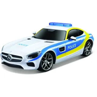 Maisto Tech R/C Mercedes AMG GT Polizei: Ferngesteuertes Auto im Maßstab 1:24, 2,4 GHz, mit Pistolengriff-Steuerung, ab 5 Jahren, 20 cm, weiß-blau (581527)