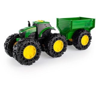 Tomy 47353 John Deere Treads Traktor Wagon, Monster Truck Spielzeug Rädern, Grünes Kinderspielzeug, für Jungen und Mädchen ab 3 Jahren, bis zu 38cm groß