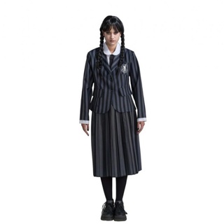 Chaks Wednesday Kostüm Schuluniform Nevermore Wednesday Addams für Damen Gr. XS-L schwarz Fasching Halloween (M)