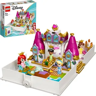 LEGO 43193 Disney Princess Märchenbuch Abenteuer mit Arielle, Belle, Cinderella und Tiana, Spielzeugschloss für Kinder, 4 Mikro-Puppen - Bunt