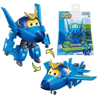 Super Wings Jerome Flugzeug, umwandelbares Spielzeug und Roboterfigur, Cartoon-Spielzeug für Kinder von 3 bis 8 Jahren, Jungen, Mädchen – 12 cm, Blau