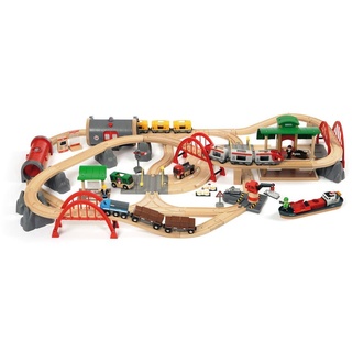 BRIO® Spielzeugeisenbahn-Set World Set Straßen und Schienen Bahn Set Deluxe 16 Teile 33052