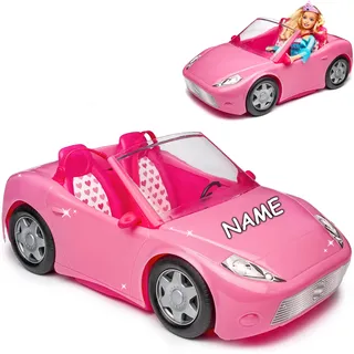 Puppen Auto - Cabrio - pink - für 2 Puppen - inkl. Name - kompatibel + passend für Barbie Puppen - Steffi - LOL Surprise ideal für 29 cm Spielzeug Puppe - a..