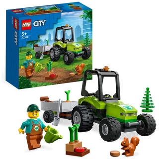 LEGO 60390 City Kleintraktor, Spielzeug-Traktor mit Anhänger, Fahrzeug zum Bauernhof-Set mit Gärtner-Minifigur & Tierfigur, Konstruktionsspielzeu...