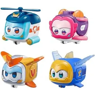 Super Wings EU770491 - Super Pets im 4er Pack, ca. 4,3 cm große Super Haustiere mit wechselbaren Gesichtsausdrücken und Lichteffekten, für Kinder ab 3 Jahren