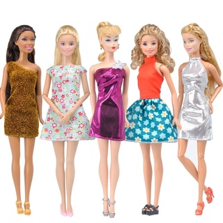 E-Ting Kleidung für Barbie-Puppen, 7 Sets = 14 Teile – 7 x Oberteile, 7 x Hosen