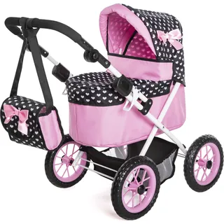 Puppenwagen BAYER "Trendy, pink/schwarz" pink (pink, schwarz) Kinder Puppenwagen -trage mit Wickeltasche