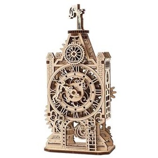 70169 - Mechanischer Modellbausatz Alter Uhrenturm, 44 Bauteile, 3D Holzpuzzle