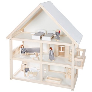 roba® Puppenhaus »inkl. Möbel & Puppen«, (70x 30x 73 cm), aus Massivholz mit umfangreicher Puppeneinrichtung und Puppen beige