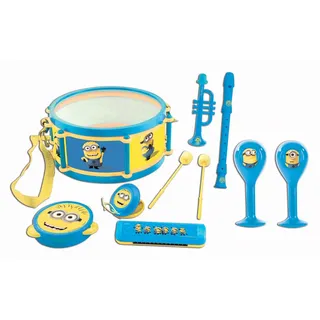 Lexibook Universal Ich-Einfach Unverbesserlich Minions Musikspielzeug, Musik-Set, 7 Musikinstrumenten (Trommel, Maracas, Castanet, Harmonika, Blockflöte, Trompete, Tamburin), Spielzeug Bequem zu tragen, Gelb/Blau, K360DES
