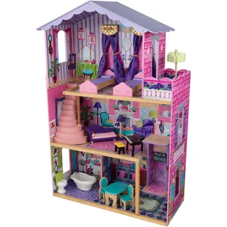 KidKraft My Dream Mansion Puppenhaus aus Holz mit Möbeln und Zubehör, Spielset mit Aufzug für 30 cm Puppen, Spielzeug für Kinder ab 3 Jahre, 65082