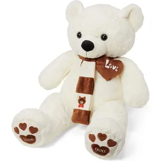 Plüschbär XXL -Weiß - 90 CM - Plüsch Teddybär XL - I Love You Bär - Kuschelbär - Geschenktipp!