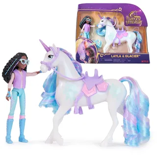 Unicorn Academy Layla und Einhorn Glacier Set - ca. 12 cm große Originalfiguren zur beliebten Netflix Serie mit Zwei Accessoires und Haarbürste für fantasievolles Rollenspiel, für Kinder ab 4 Jahren