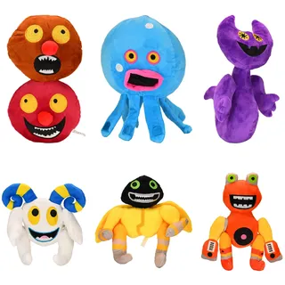 wiztex My Singing Monsters Kuscheltier - Gestickte Augen Gaming Plüschtier - Wiederverwendbar Rain Bow Friends - Wubbox Sonick Kuscheltier (WUBBOX 6 Stück)