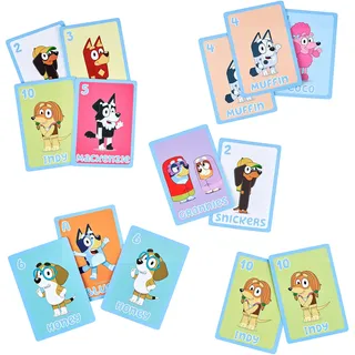 Bluey 5-in-1 Kartenspiele Set: 53 Jumbo-Spielkarten mit verspielten blauen Versionen von Familienlieblingen; Snap, WAR, Go Fish, Old Maid, Memory Game