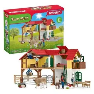 schleich Spielset FARM WORLD 42407, ab 3 Jahre, Bauernhaus mit Stall und Tieren, 97 Teile