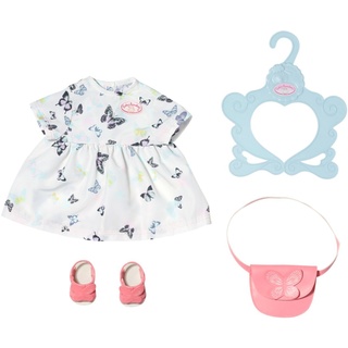 Baby Annabell Puppenkleidung Deluxe Kleid Set, 43 cm, mit Kleiderbügel blau|rosa|weiß