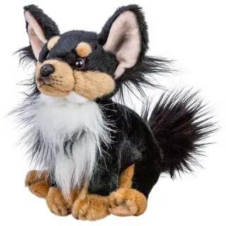 Teddys Rothenburg Kuscheltier Chihuahua 25 cm sitzend schwarz/weiß/braun Plüschhund