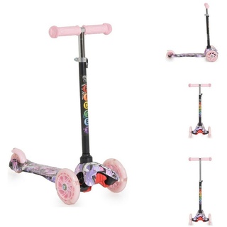 Moni Cityroller Kinderroller Fidget 3 Räder, höhenverstellbar, PU-Räder, Wasserdruck, ABEC-7 rosa