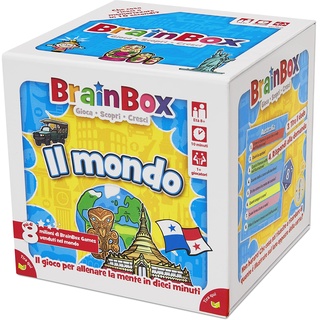 Asmodee - BrainBox: Die Welt - Spiel zum Lernen und Trainieren des Geistes, 1+ Spieler, 8+ Jahre, Ausgabe auf Italienisch