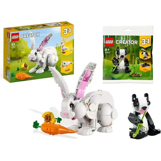 SET: LEGO Creator 3-in-1: Pandabär (30641) + Weißer Hase (31133) - Robbe Kakadu Osterhase