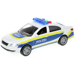 Toi-Toys Spielzeug - Polizeiauto mit Sound, Licht und Effekte. Modellauto inkl. Batterien und Friktion - Polizeiwagen mit DREI Funktionen und Schwungrad.