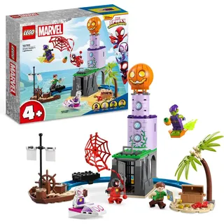 LEGO 10790 Marvel Spideys Team an Green Goblins Leuchtturm, Spielzeug für Kinder ab 4 Jahren mit Piratenschiff, Miles Morales Minifigur & mehr, Sp...