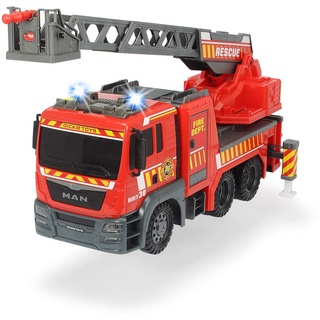 Dickie Toys MAN Feuerwehrauto mit ausziehbarer Leiter, Spielzeugfeuerwehr, ausziehbare Drehleiter, Licht & Sound, inkl. Batterien, 54 cm