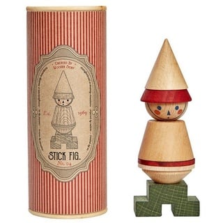 Woodenstory Steckspielzeug Steckspiel Männchen rot Holzspielzeug Box mit Deckel rot