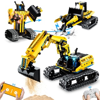 OKKIDY 3 in 1 RC Bagger Roboter Konstruktionsspielzeug Auto, 430 Stück Technik Fernsteuerung Gebäude Spielzeug für Kinder, STEM Baukästen Spielzeug Geschenke für 6 7 8 9 10 11 12+ Jahr Jungen Mädchen
