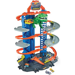 Hot Wheels Megacity Parkgarage T-Rex Angriff, Platz über 100 Spielzeugautos  Kinder