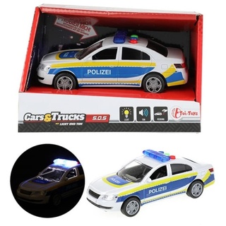 Toi-Toys Spielzeug - Polizeiauto mit Sound, Licht und Effekte. Modellauto inkl. Batterien und Friktion - Polizeiwagen mit DREI Funktionen und Schwungrad.