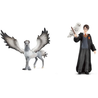 SCHLEICH 13988 Seidenschnabel, ab 6 Jahren, Wizarding World - Spielfigur, 16 x 30 x 11,5 cm & 42633 Harry Potter & Hedwig, ab 6 Jahren, Wizarding World - Spielfigur, 4 x 2,5 x 10 cm