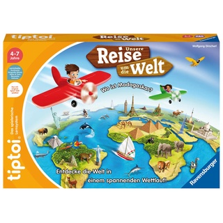 Ravensburger tiptoi Spiel 00117 Unsere Reise um die Welt - Lernspiel ab 4 Jahren lehrreiches Geografiespiel für Jungen und Mädchen für 1-4 Spieler