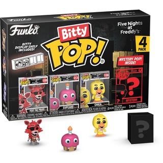 Funko Bitty Pop! Five Nights at Freddy's (FNAF) - Foxy 4PK - Foxy, Cupcake, Chica und eine Überraschungs-Mini-Figur - 0.9 Inch (2.2 cm) Sammlerstück Stapelbares Display-Regal Inklusive