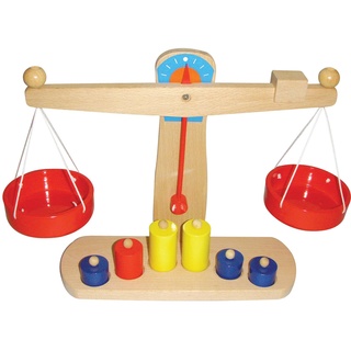 Holzspielzeug Peitz Waage für Kaufladen | aus Holz | Balkenwaage Farben erkennen | Gewichte einschätzen lernen | Lernspielzeug | Kaufladen-Zubehör |2257
