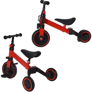 Baby-Dreirad, skalierbar, Dreirad, Laufrad, skalierbar, Mini-Laufrad/Lauflerner, ohne Schiebegriff, für Mädchen und Jungen, mit/ohne Pedale (schwarz/rot)