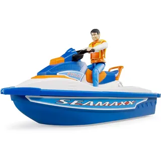 bruder 63150 - Personal Water Craft mit Fahrer - 1:16 Jetski Wasser-Fahrzeug Spielzeug Boot Mensch Mann Figur