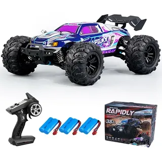 Teeggi RC-Auto Ferngesteuertes Auto 50km/h,2.4G RC Hohe Geschwindigkeit Offroad Drift, 1:16 Kohlebürste Motor 4WD Off Road Race Buggy Erwachsene 3 Batterien lila