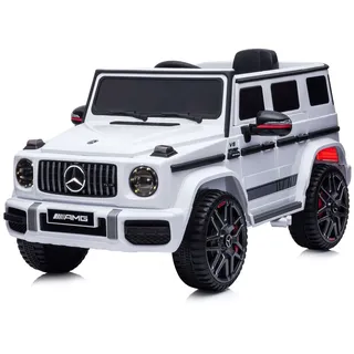 Chipolino Kinder Elektroauto SUV Mercedes G63 AMG Fernbedienung Gurt EVA-Reifen weiß