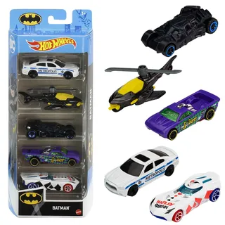 Hot Wheels GWW94 - 5er Set Batman Spielzeug Die-Cast Autos, ab 3 Jahren