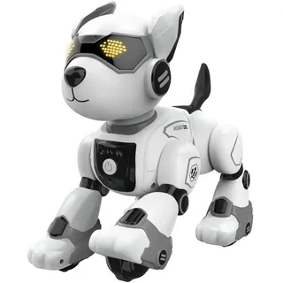 Powerwill RC-Roboter RC-Roboter Hund Kinder Puzzle Spielzeug Festival Geschenk (Programmierbar, sprachgesteuert, wiederaufladbar) grau