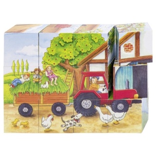 goki Würfelpuzzle Würfelpuzzle Jahreszeiten auf dem Bauernhof 57839, 12 Puzzleteile, Anzahl der Motive: 6 bunt