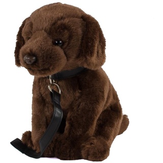 Labrador Kuscheltier Hund dunkelbraun sitzend mit Leine 35 cm