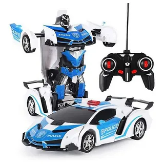 Gontence RC-Roboter Ferngesteuertes Auto-Roboter, Auto-Spielzeug, 360-Grad-Drehung, Ein-Klick-Verformung, Kinder-Roboter-Auto-Bausatz-Spielzeug blau